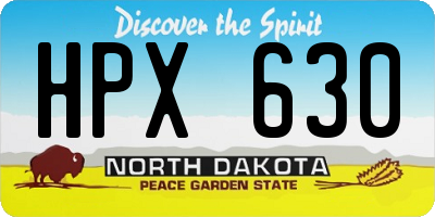 ND license plate HPX630