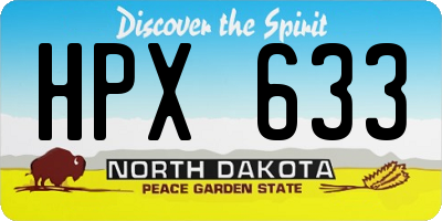 ND license plate HPX633