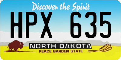 ND license plate HPX635