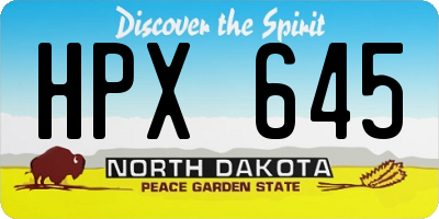 ND license plate HPX645