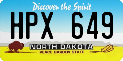 ND license plate HPX649