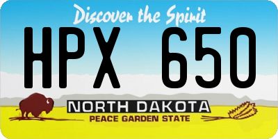 ND license plate HPX650