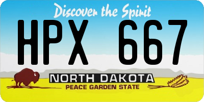 ND license plate HPX667
