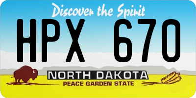 ND license plate HPX670