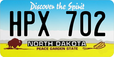 ND license plate HPX702