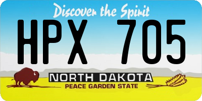 ND license plate HPX705