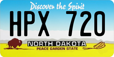 ND license plate HPX720