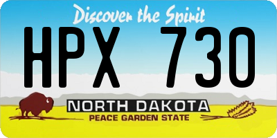 ND license plate HPX730