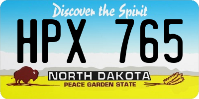 ND license plate HPX765