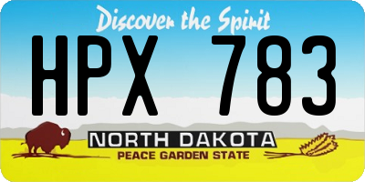 ND license plate HPX783