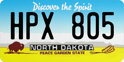 ND license plate HPX805