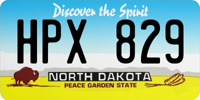 ND license plate HPX829