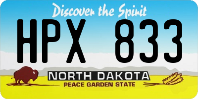 ND license plate HPX833