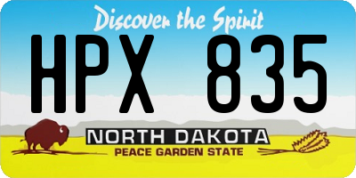 ND license plate HPX835