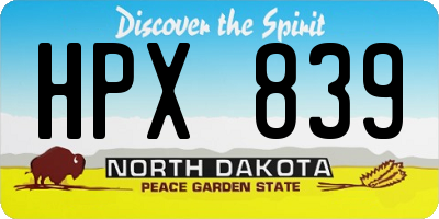 ND license plate HPX839