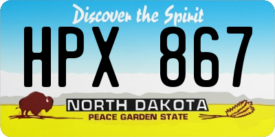 ND license plate HPX867