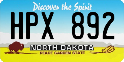 ND license plate HPX892