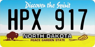 ND license plate HPX917