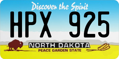 ND license plate HPX925