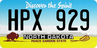 ND license plate HPX929