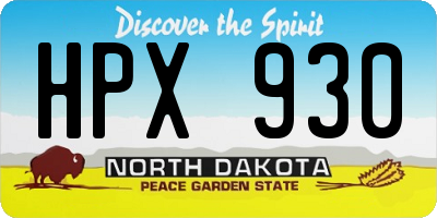 ND license plate HPX930