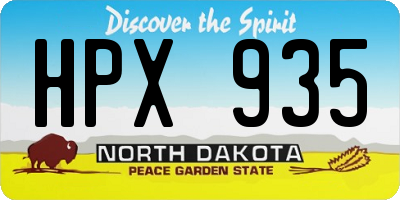 ND license plate HPX935