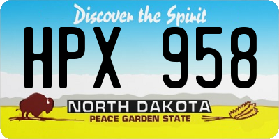ND license plate HPX958
