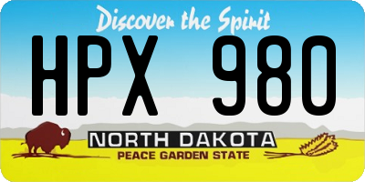 ND license plate HPX980