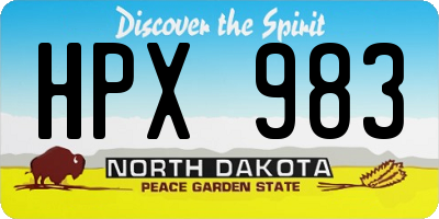 ND license plate HPX983