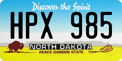 ND license plate HPX985