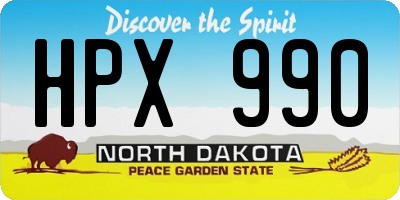 ND license plate HPX990