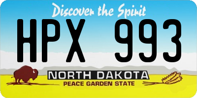 ND license plate HPX993