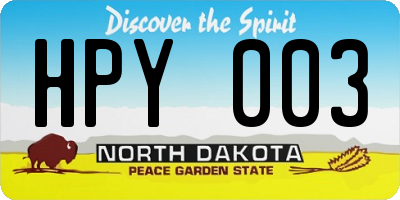 ND license plate HPY003
