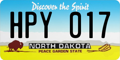 ND license plate HPY017
