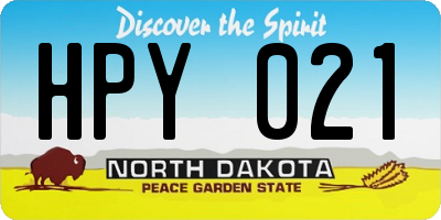 ND license plate HPY021