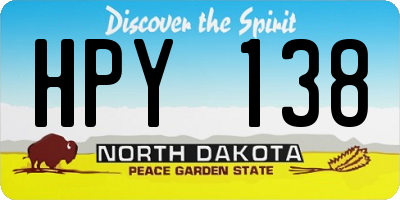 ND license plate HPY138