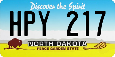 ND license plate HPY217