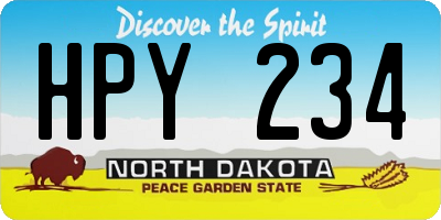 ND license plate HPY234