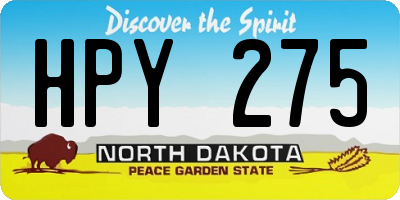 ND license plate HPY275