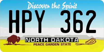 ND license plate HPY362
