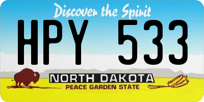 ND license plate HPY533