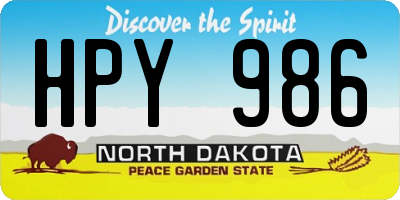ND license plate HPY986