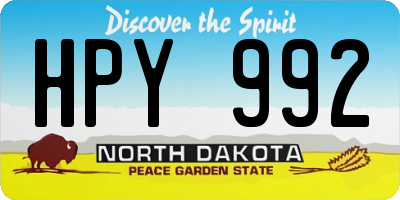 ND license plate HPY992