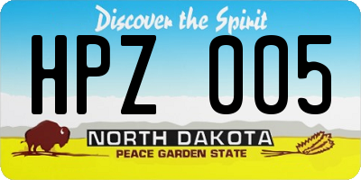 ND license plate HPZ005