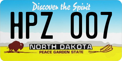 ND license plate HPZ007