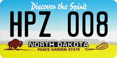 ND license plate HPZ008