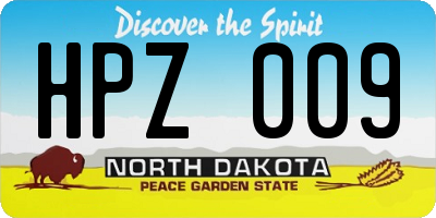 ND license plate HPZ009
