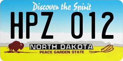 ND license plate HPZ012
