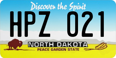 ND license plate HPZ021