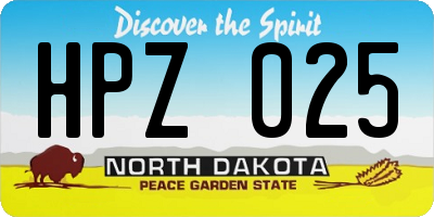 ND license plate HPZ025